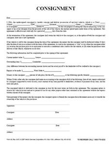 Consignment Form 2 Part NCR