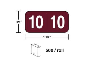 M-R0710 - 10 Burgundy/White in roll/500