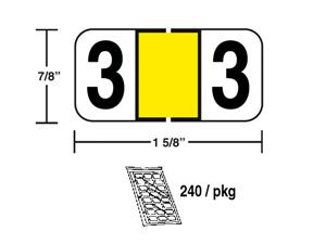M-R5833Y - Yellow Numeric 3 Ringbook (240/PKG)