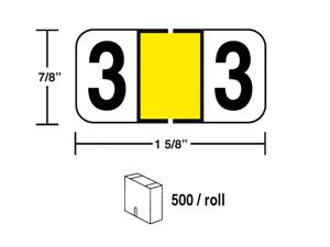 M-R5863Y - Color Coded Labels #3 in a roll Yellow