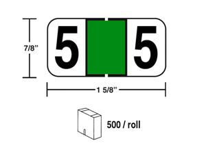 M-R5865LGN - color labels #5 lt. green roll
