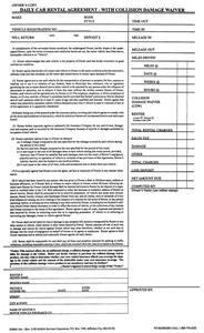 M16A CAR RENTAL AGREEMENT W/INS WAIVER