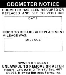 ODOMETER NOTICE STICKERS