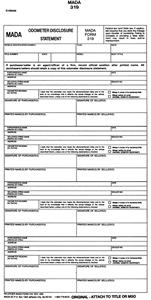 M319 - MADA ODOMETER DISCLOSURE STATEMENT 3 Part Form