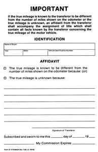 M37-NCR - ODOMETER AFFIDAVIT