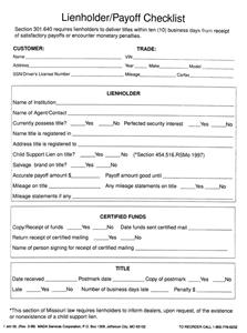 M55-NCR - LIENHOLDER/PAYOFF CHECKLIST