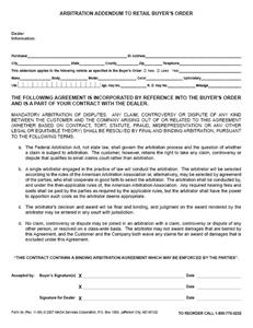 Arbitration Addendum to Retail Buyer