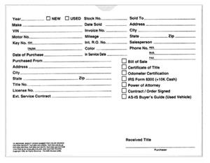 M-DSA-546W - VEHICLE DEAL ENVELOPES White