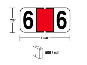 M-R5866R - Color Coded Labels #6 in a roll Red