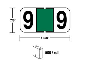 M-R5869DGN - Color Coded labels #9 Dark Green in a roll