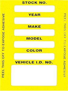 M-V-1150 - Stock # stickers in Yellow (#400)